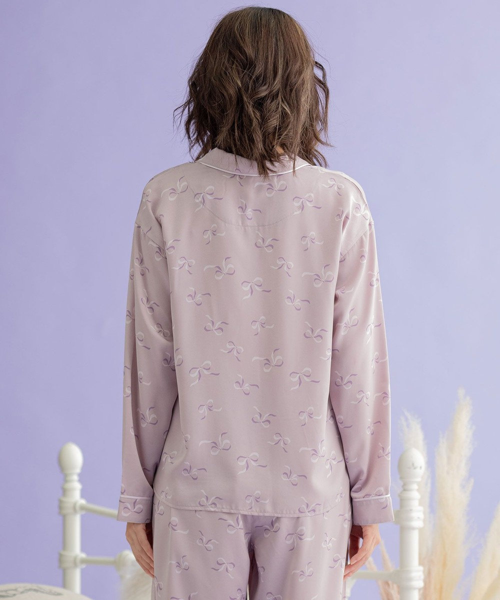 【WEB限定】【TOCCA LAVENDER】Silky Satin Ribbon Pajama Shirts シャツ, モーブ系5, F