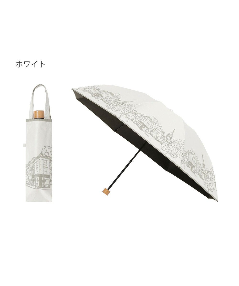 MOONBAT 【遮光100%/収納バッグ付き】SOLFEGE MODE  晴雨兼用 折りたたみ日傘 街並プリント 