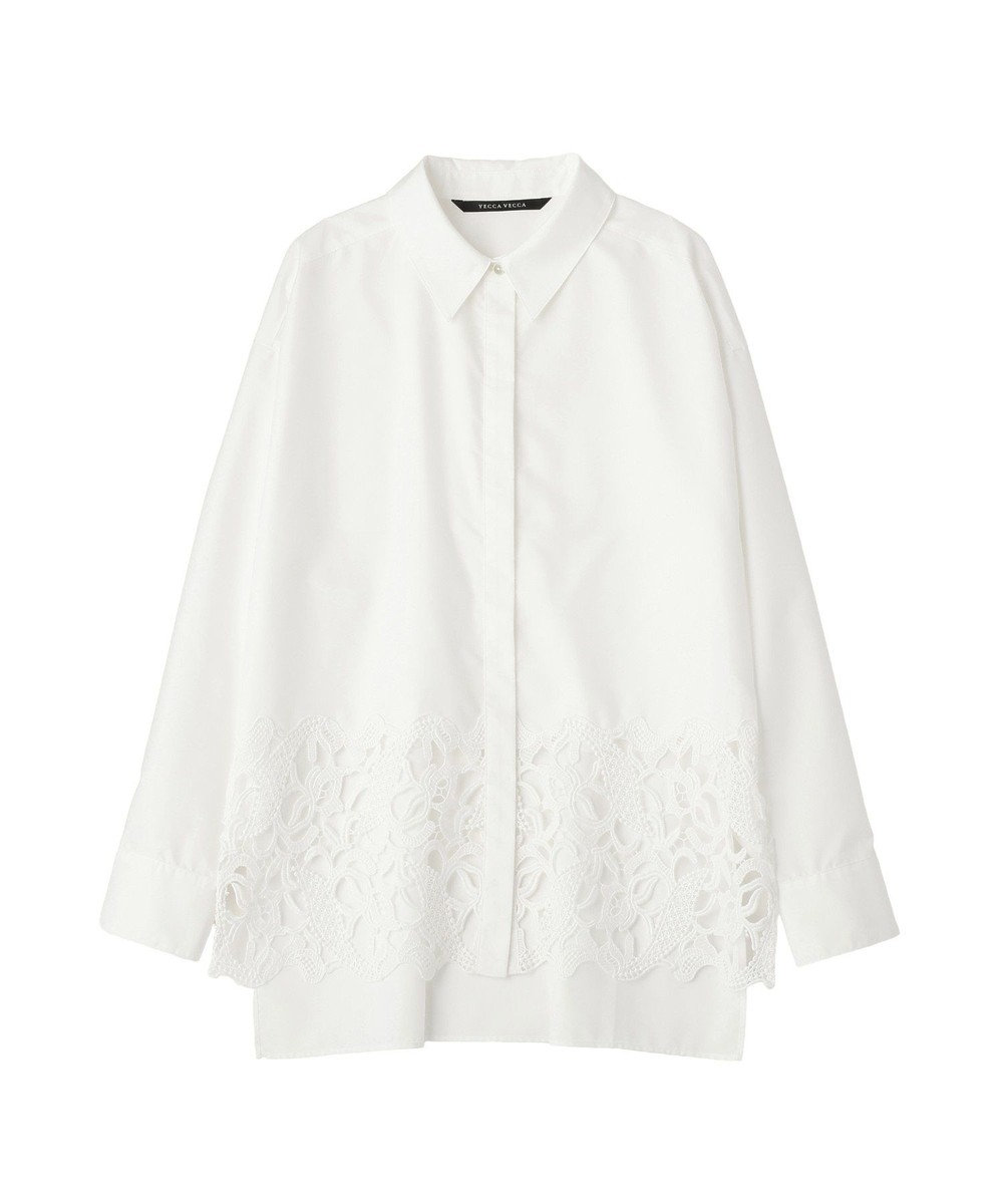 YECCA VECCA レースヘムロングシャツ 