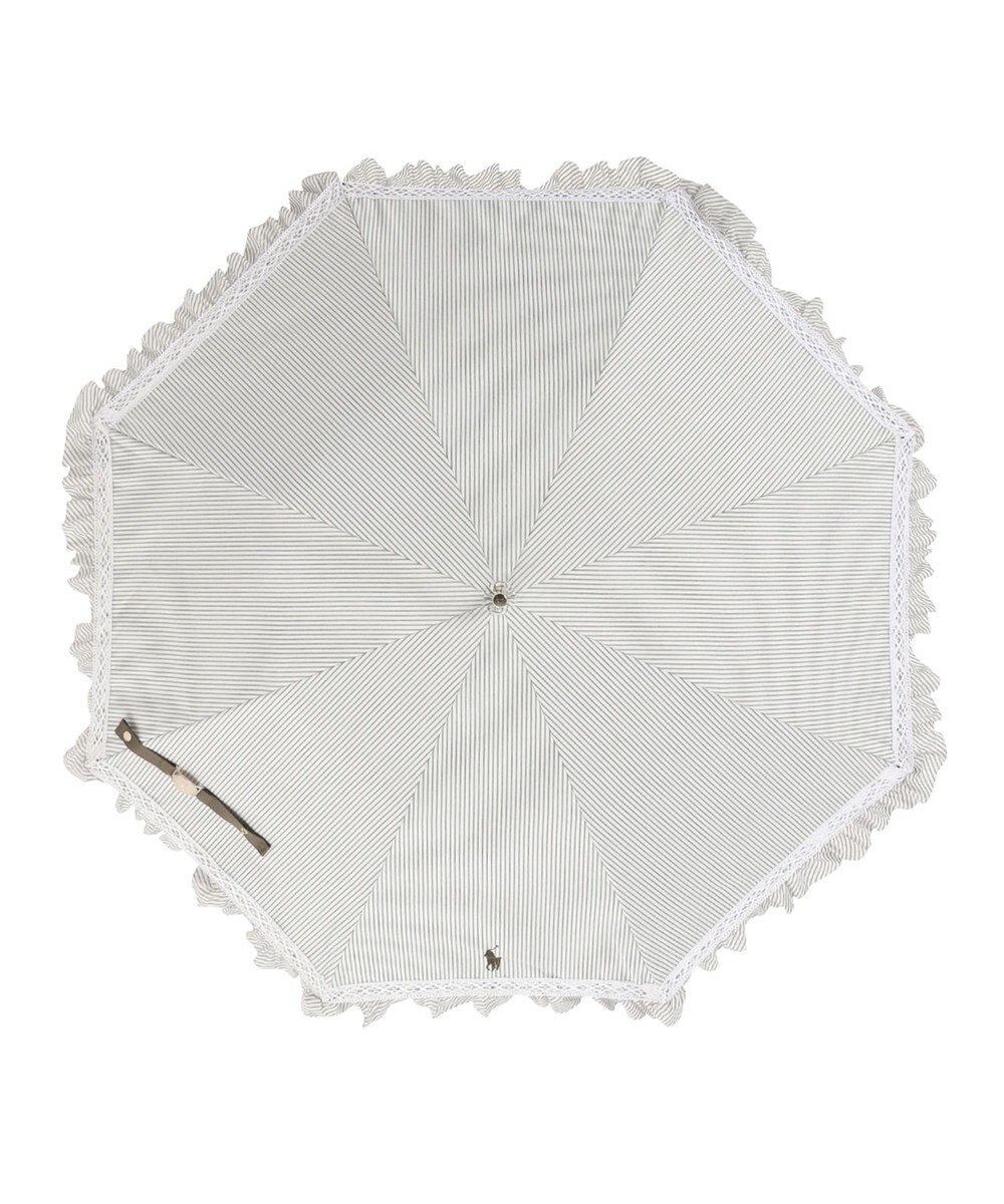 MOONBAT 【遮光/晴雨兼用日傘】POLO RALPH LAUREN（ポロラルフローレン）折りたたみ日傘 ストライプフリル 遮熱 遮光 UV 