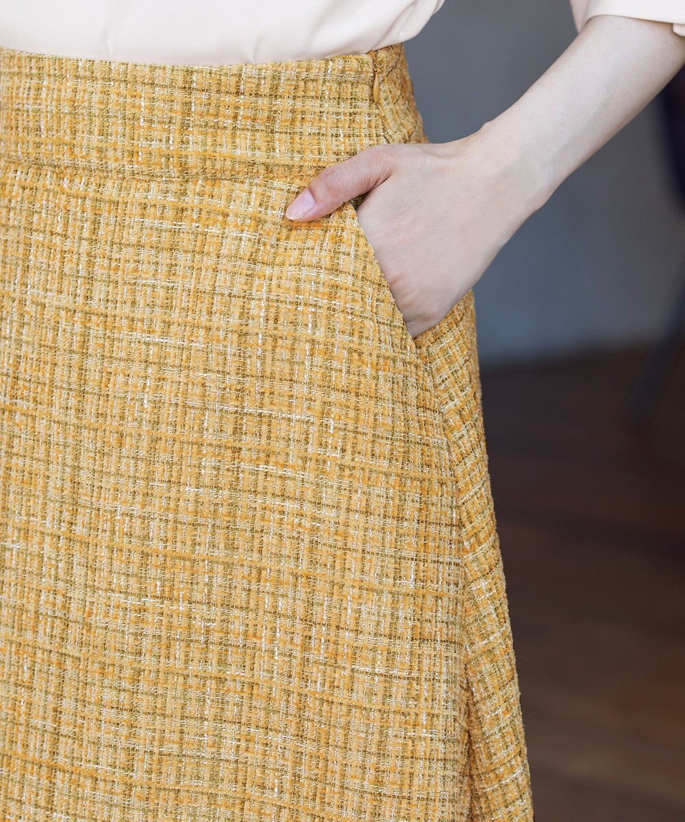 Tiaclasse 【洗える】大人華やかなツイードフレアスカート 