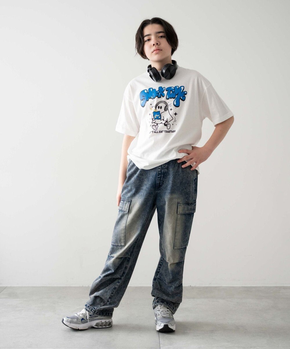 WEGO 【KIDS/150cm/160cm/ウエストゴム】デニムイージーカーゴパンツ（JUNIOR） 