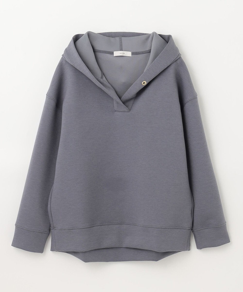 ANY 【洗える】ライトウエイト スリットネックパーカー 
