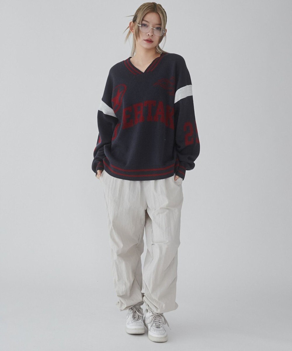 WEGO 【ユニセックス着用ITEM】ラインリブゲームロゴプルオーバー 