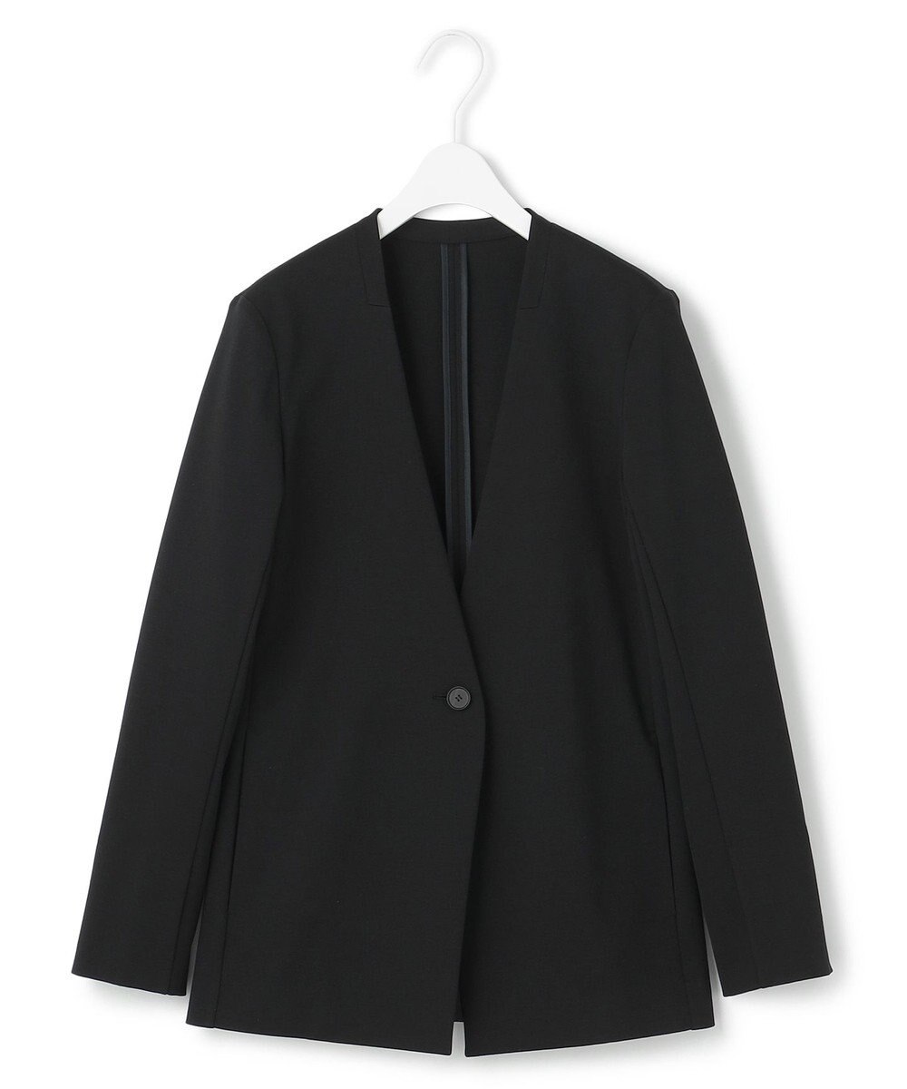 ICB 【洗える】コットンコンプレッシャー ノーカラージャケット 