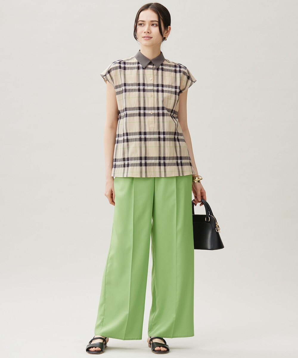 自由区 【カタログ掲載・接触冷感・UVケア・洗える】フルダルスパンマイクロピーチワイドストレート パンツ 