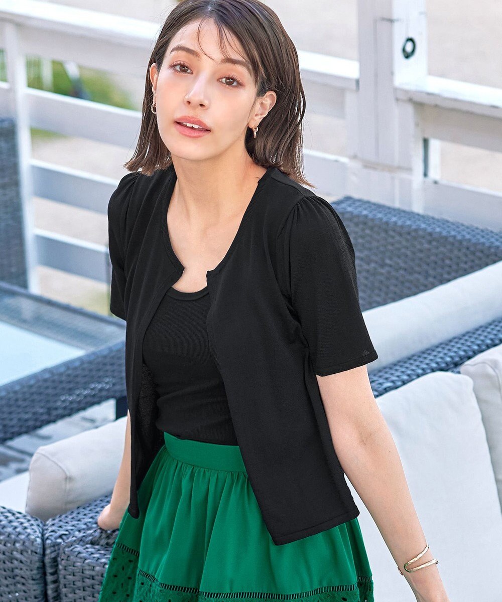 Tiaclasse L 【新色追加・洗える・UVケア・接触冷感】サマーニット半袖カーディガン 