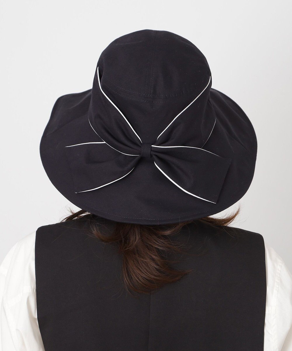 MOONBAT 【遮光100％/遮熱/UV】HIROKO KOSHINO(ヒロコ コシノ)遮光 ビッグリボンハット 帽子 広つば ゆったりMサイズ 手洗い可能/サイズ調整可能/日本製 