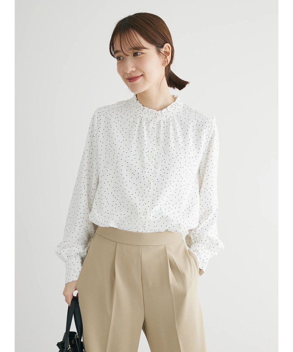 Green Parks ＢＰ　ケア楽　スタンドフリルブラウス 