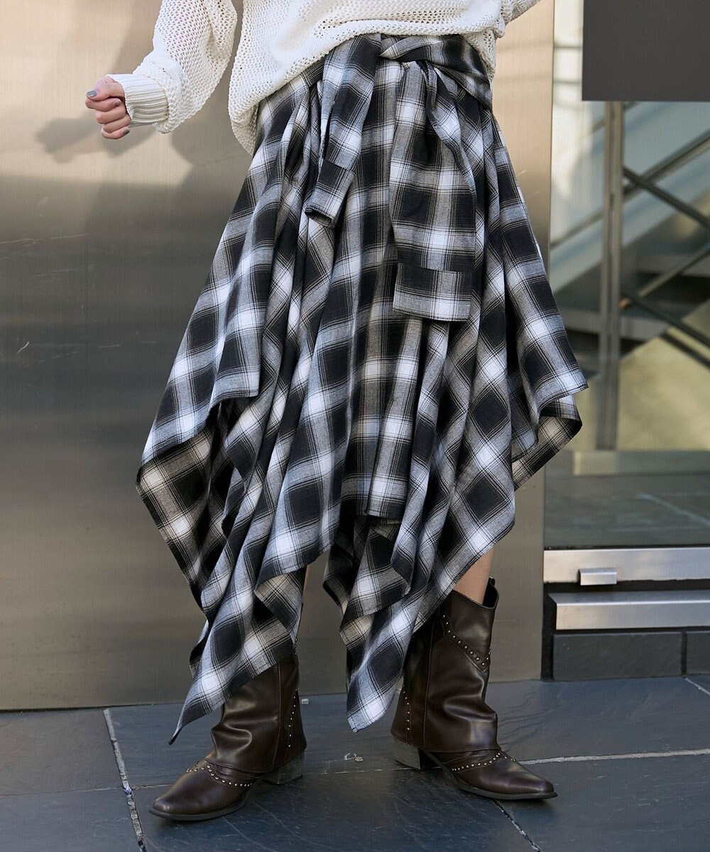 WEGO チェックシャツラップスカート 