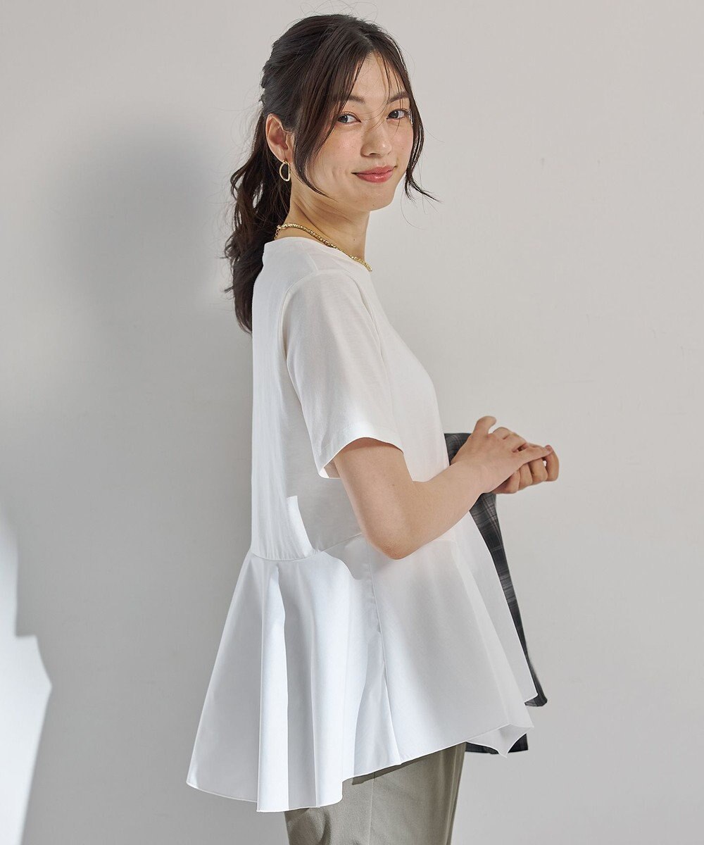 ANY L 【洗濯機可】コンビネーションイレヘムカットソー 