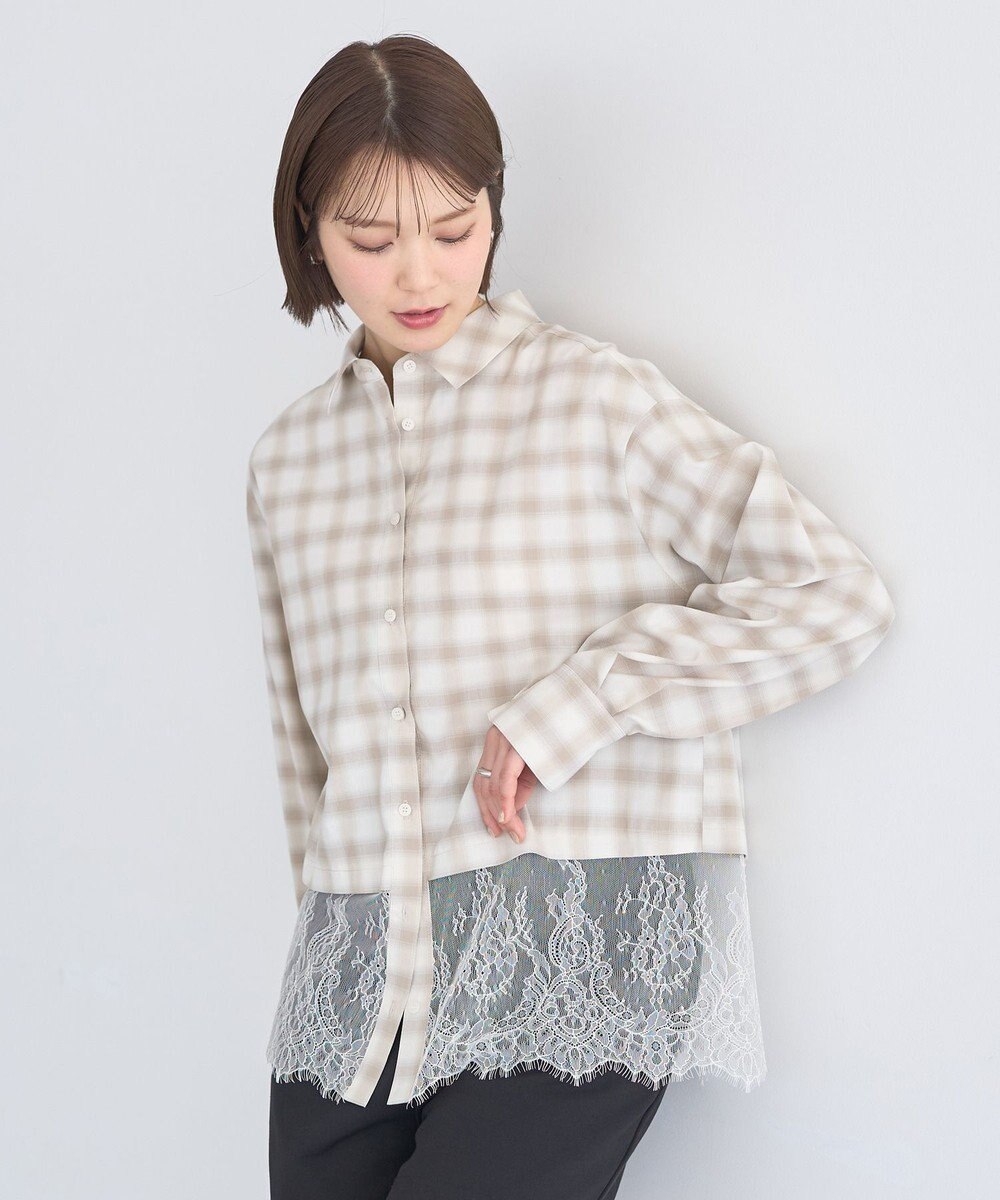 earth music&ecology 【予約】適ON レースヘムシャツ 