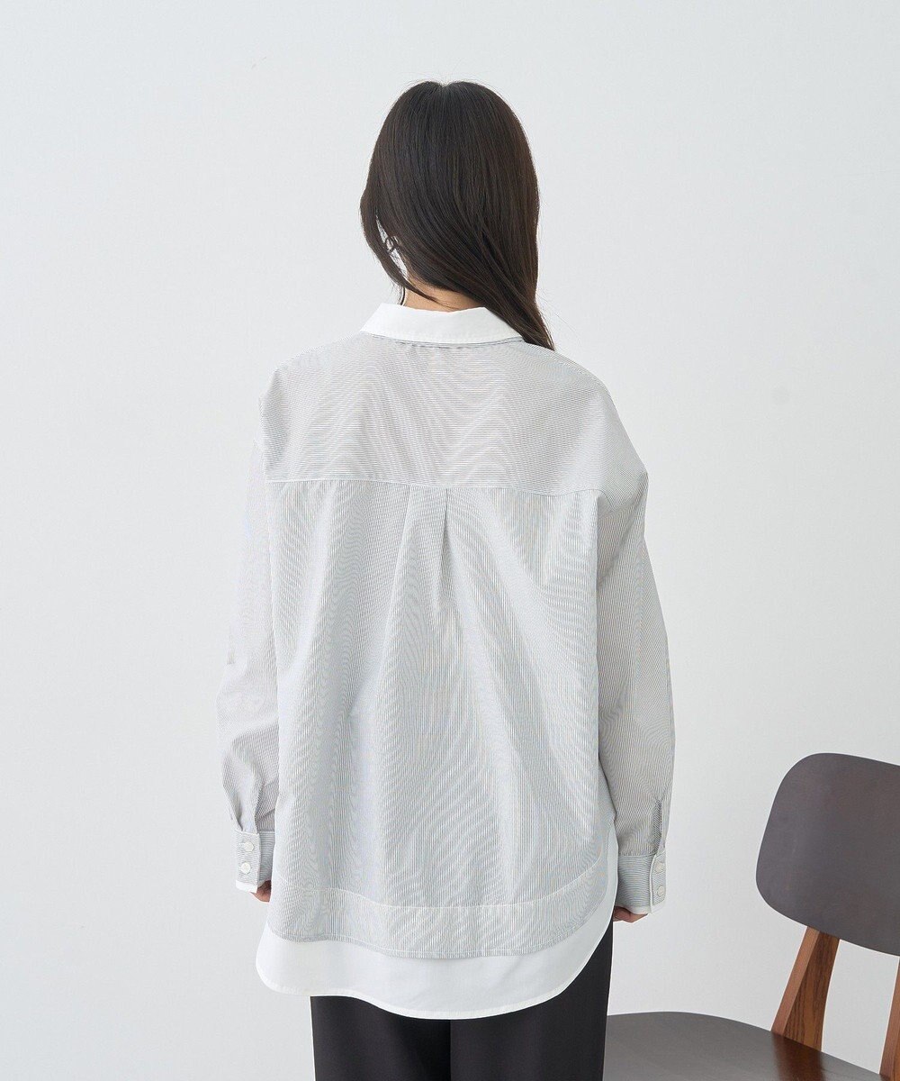 earth music&ecology レイヤードストライプシャツ 