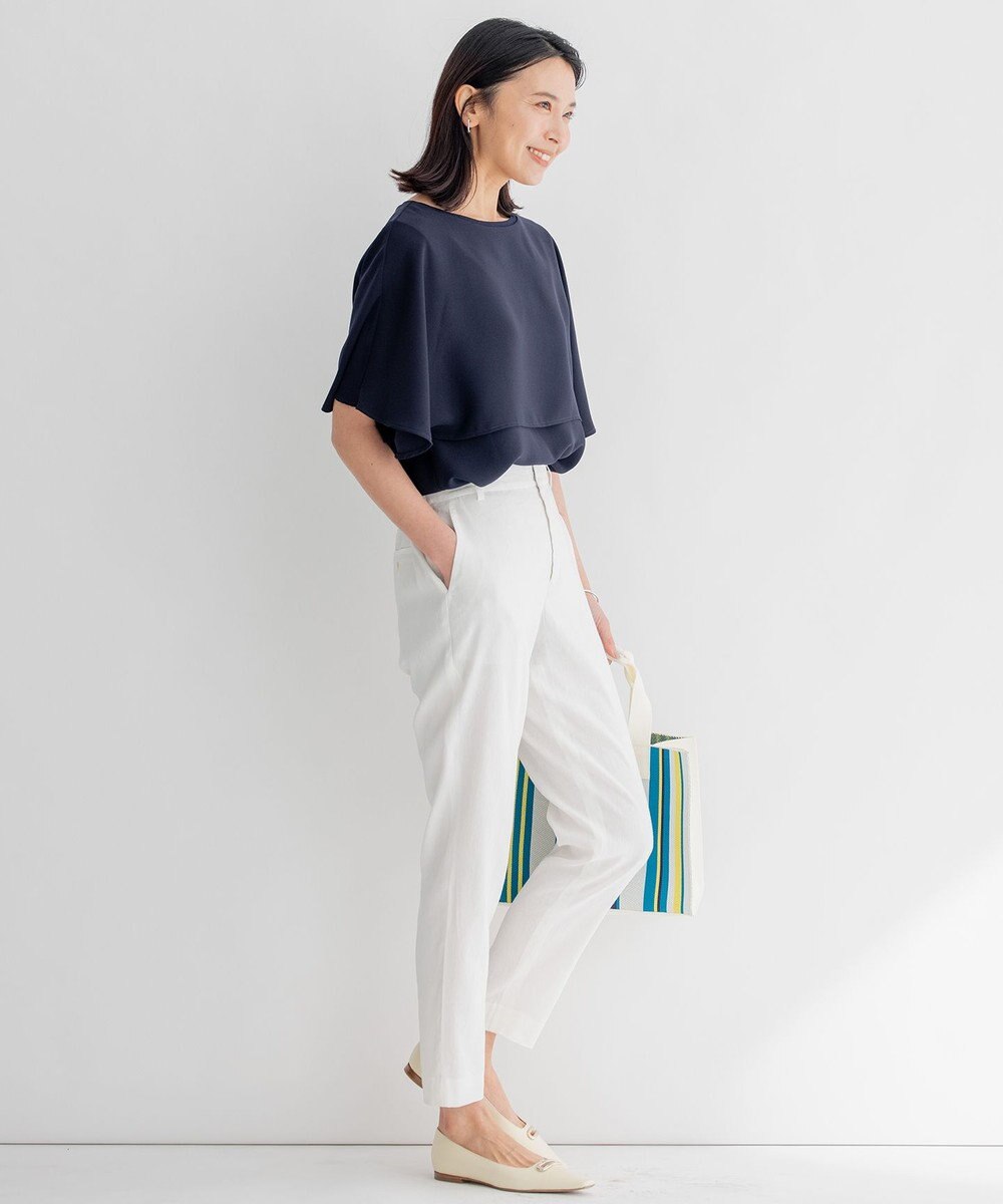 23区 【洗える/好評につき新色追加】ストレッチジョーゼットリブコンビ レイヤー カットソー 