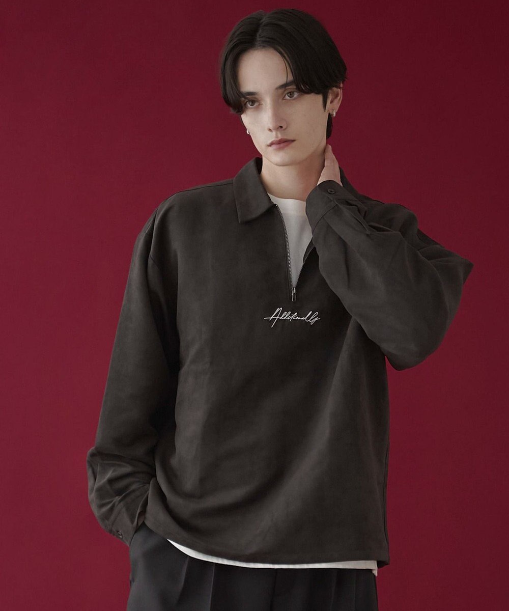 WEGO フェイクスウェードハーフZIPシャツ（LS） 