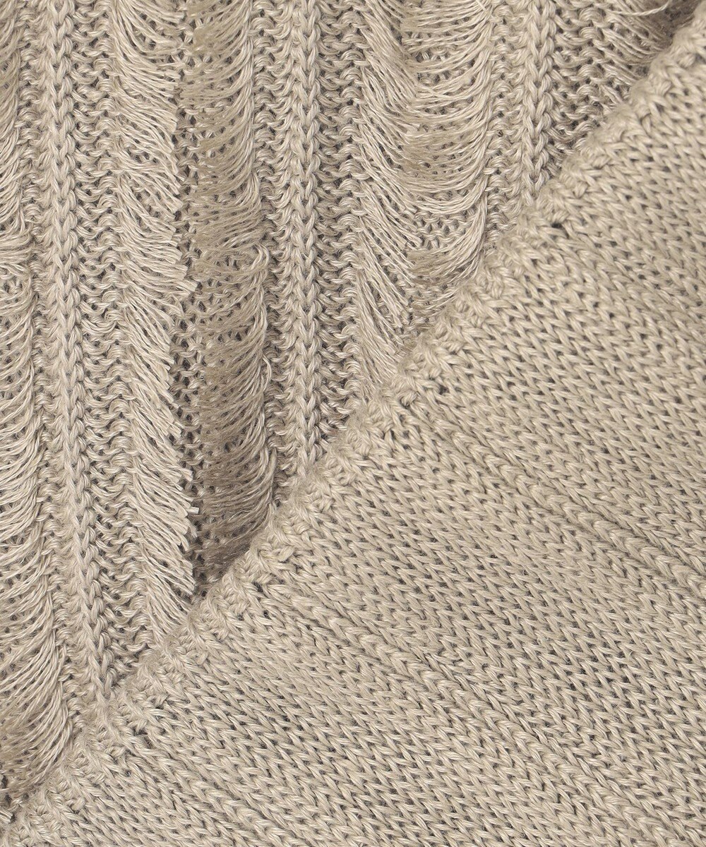 自由区 【XSサイズ～】リネンフリンジディテールフレンチスリーブ ニット 