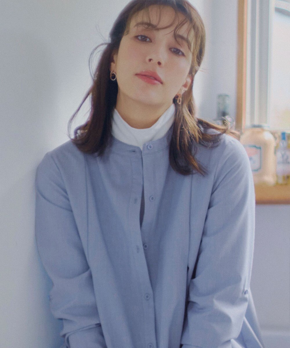 Tiaclasse 【洗える】-TiaBASIC-バンドカラーシャツチュニックブラウス 