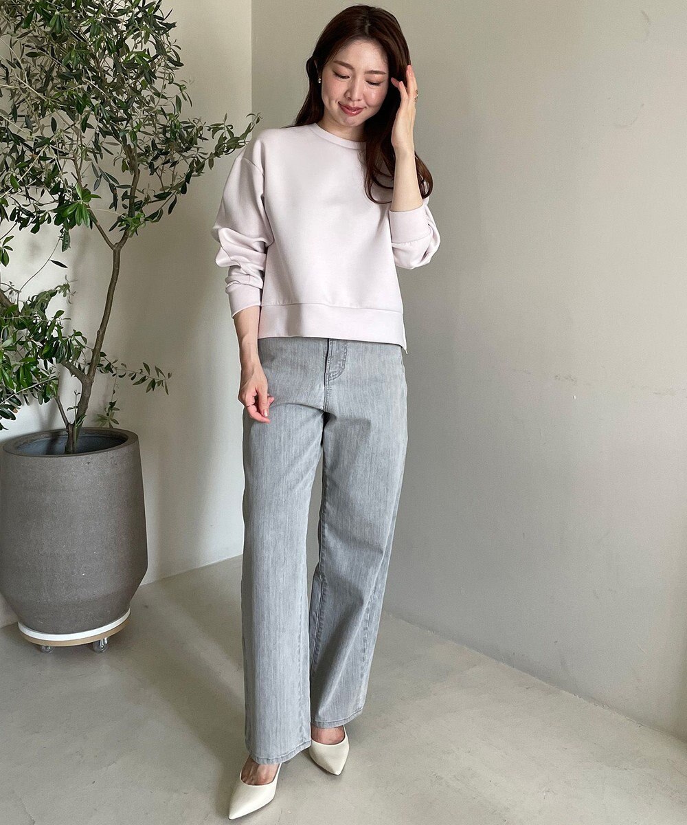 UNFILO L 【WEB限定】BEAUTY FORM JERSEY サイドZIP クロップドプルオーバー 