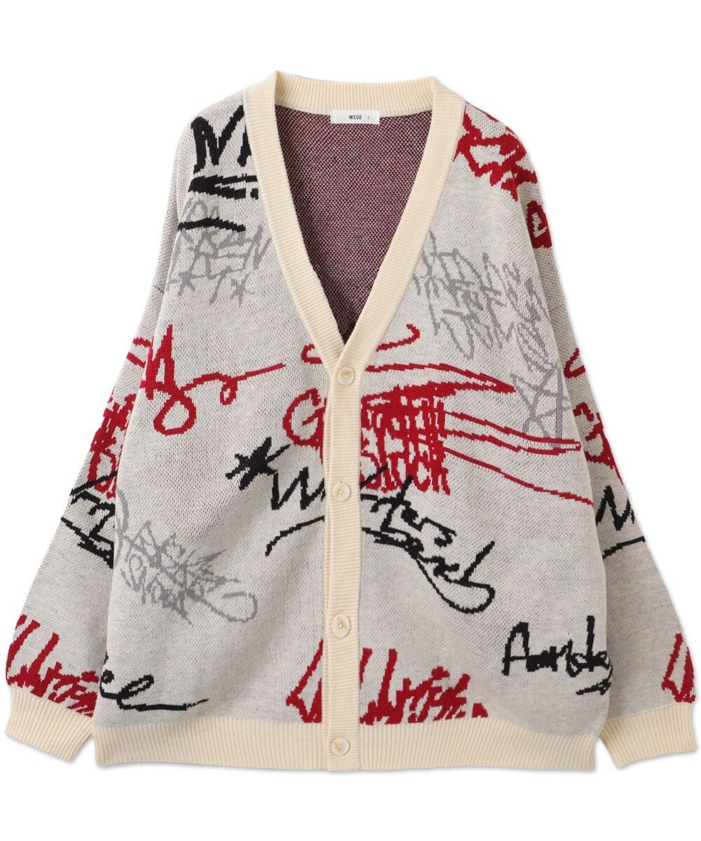 WEGO リラックスフィットパターンカーディガン 