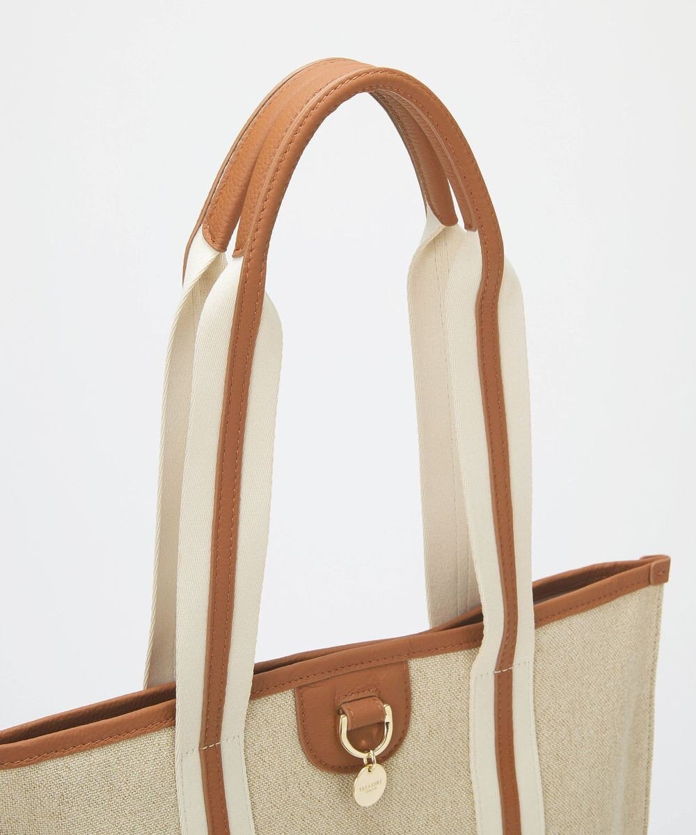 TOPKAPI 【TREASURE TOPKAPI】レザーコンビ ストライプハンドル スリム トートバッグ　A4 / 軽量 