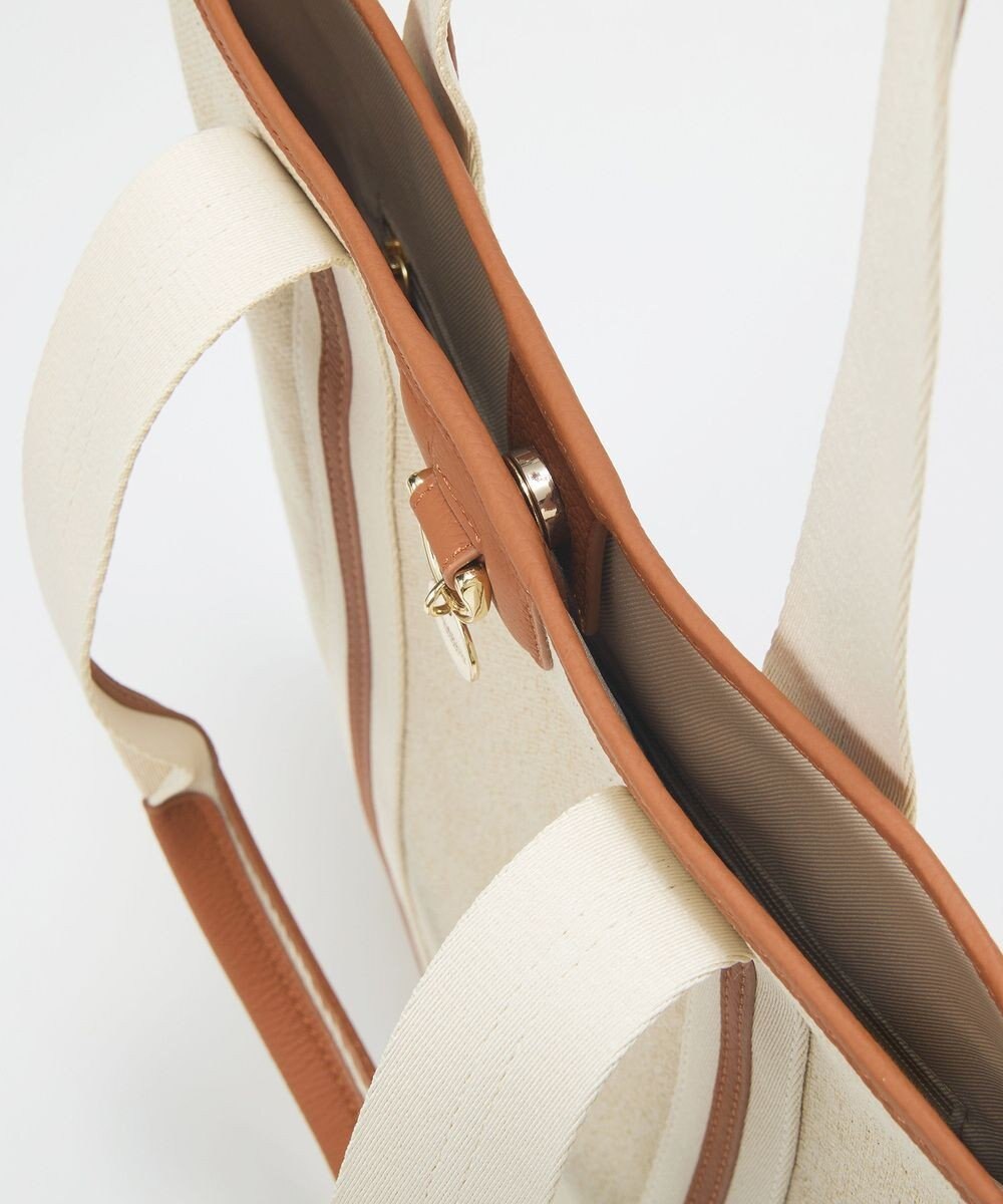 TOPKAPI 【TREASURE TOPKAPI】レザーコンビ ストライプハンドル スリム トートバッグ　A4 / 軽量 