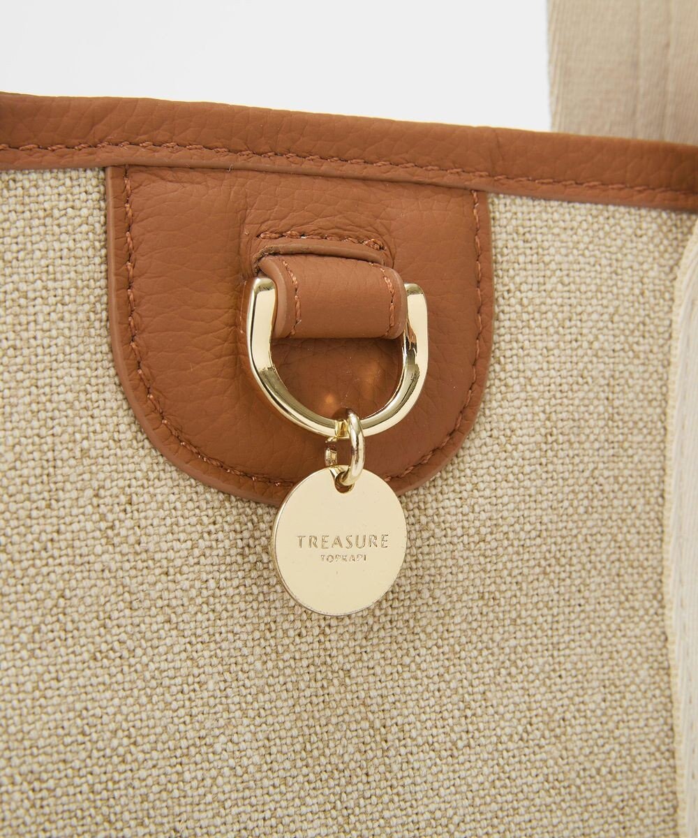 TOPKAPI 【TREASURE TOPKAPI】レザーコンビ ストライプハンドル スリム トートバッグ　A4 / 軽量 