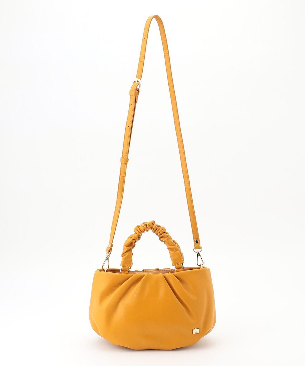 LA BAGAGERIE シープレザー ギャザーハンドル2wayラウンドトートバッグ 