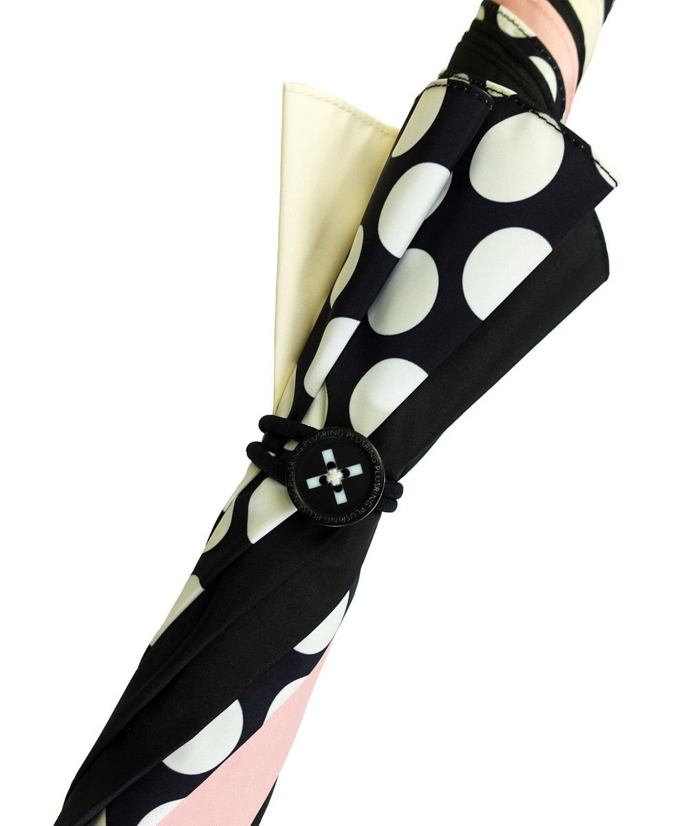 +RING レディース向け プラスリング 長傘 60cm BLK/PNK T1348 