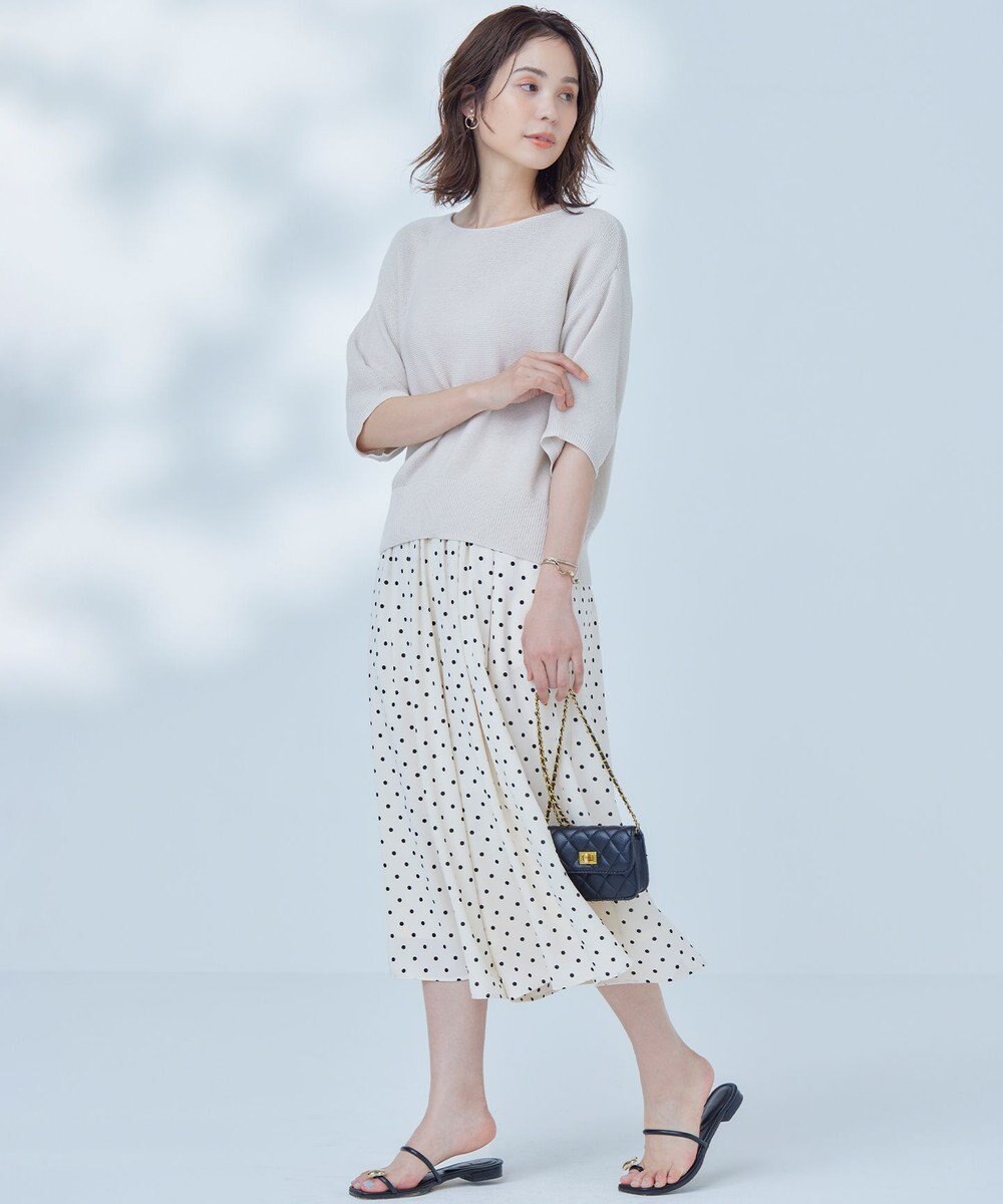 組曲 S 【WEB限定】コットンポリエステル5分袖リラクシー ニット 