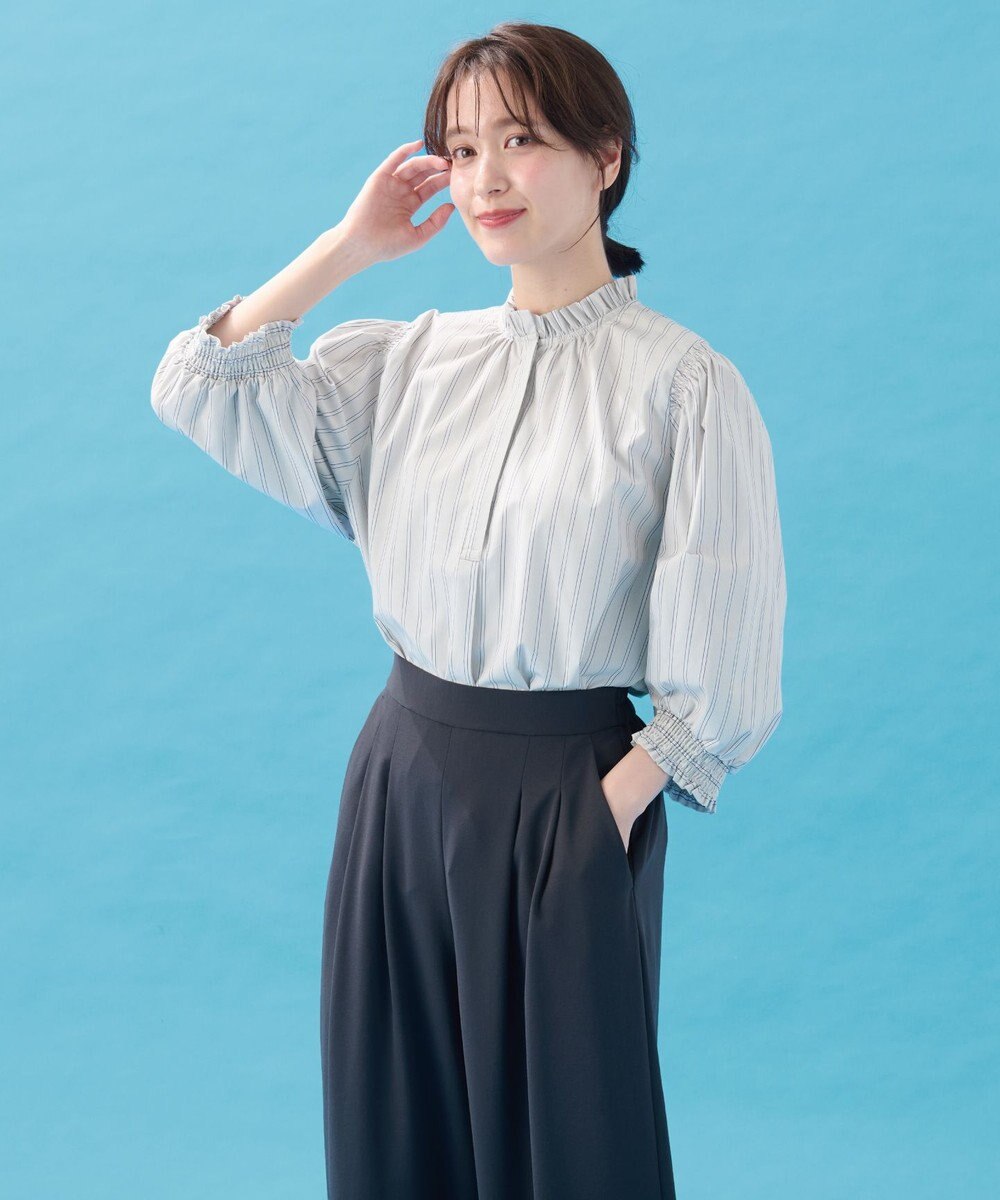 ANY L 【接触冷感/UVカット/抗菌防臭/速乾】エニイファンクション シャーリングブラウス 