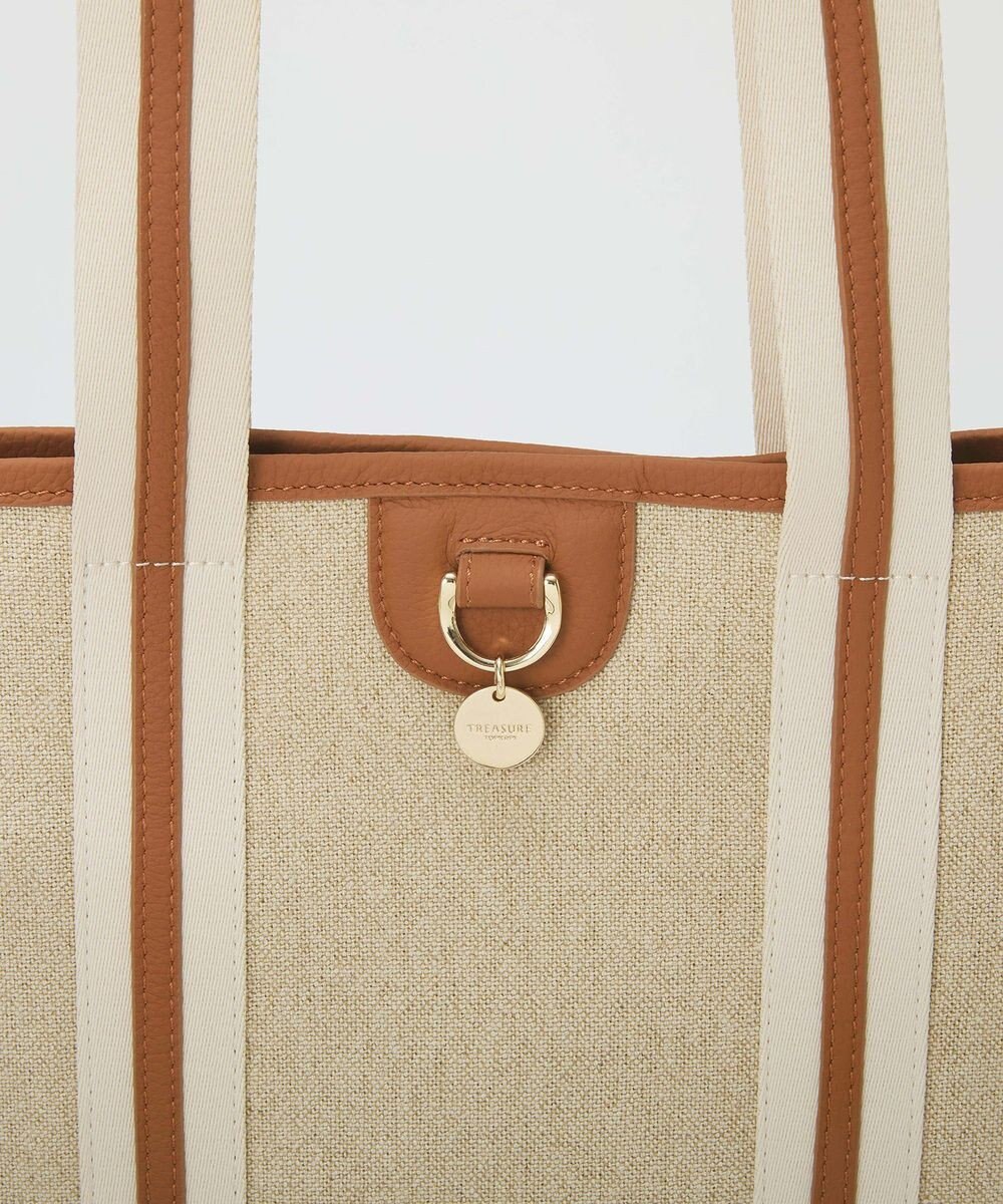 TOPKAPI 【TREASURE TOPKAPI】レザーコンビ ストライプハンドル スリム トートバッグ　A4 / 軽量 