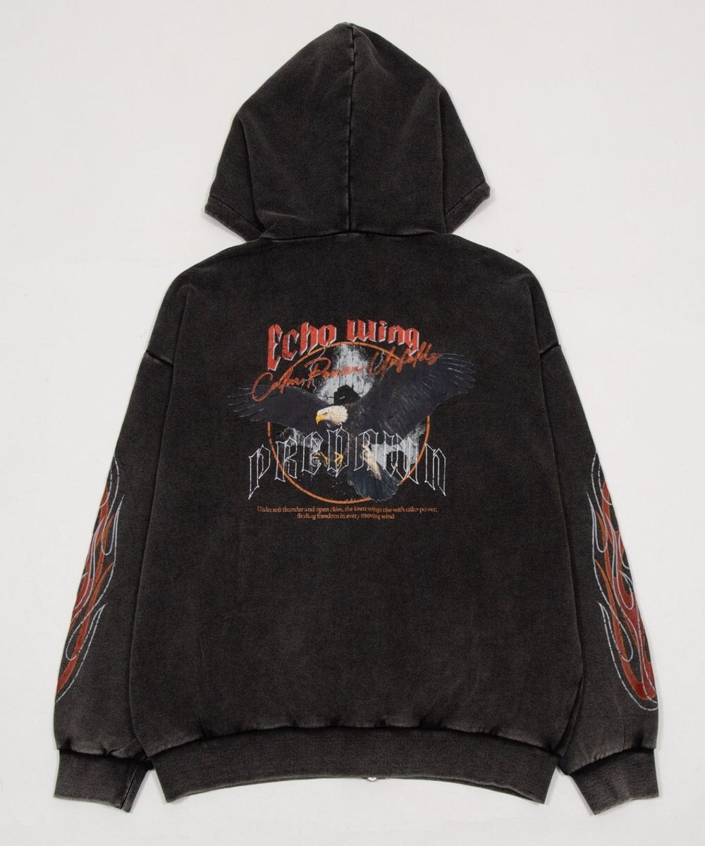 WEGO 【ユニセックス着用ITEM】ブリーチグラフィックZIPパーカー 