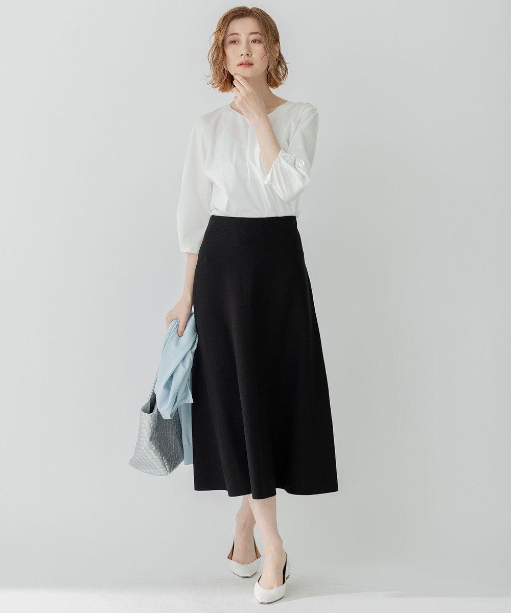 23区 【洗える】テンセルストレッチ フレア ニットスカート 