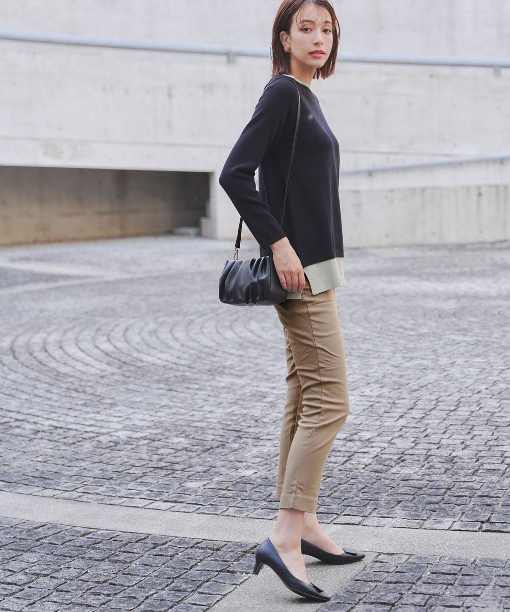 Tiaclasse 【洗える】裏起毛ストレッチテーパードパンツ 