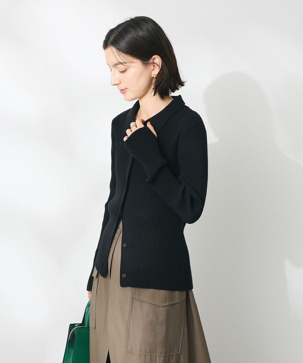 CRAFT STANDARD BOUTIQUE 襟付きニットコンパクトカーディガン 