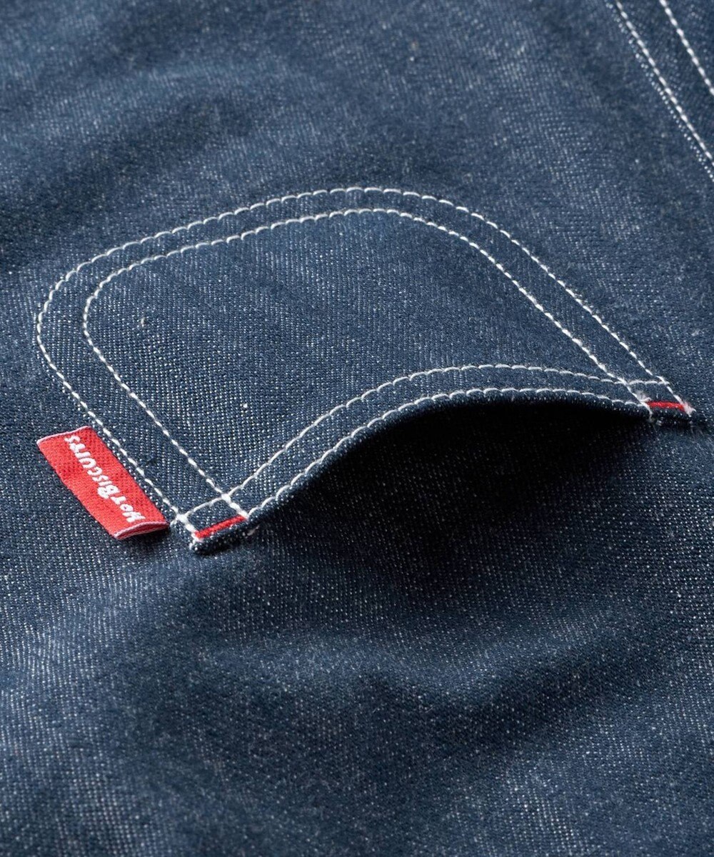 MIKI HOUSE HOT BISCUITS 【70-110cm】 くるま刺繍 デニム オーバーオール 