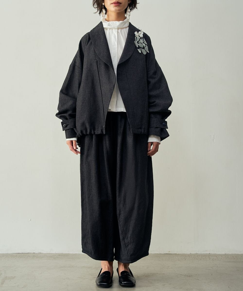 muuc リネンウールのショールカラージャケット 