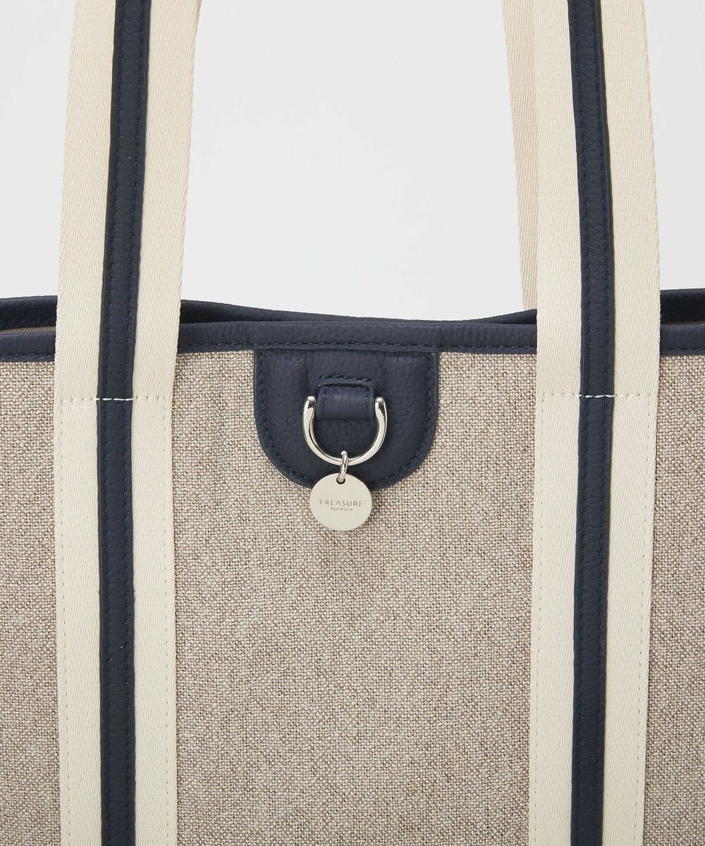 TOPKAPI 【TREASURE TOPKAPI】レザーコンビ ストライプハンドル スリム トートバッグ　A4 / 軽量 