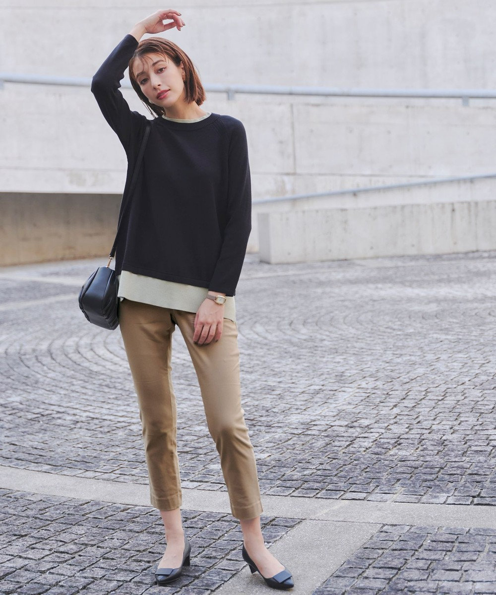 Tiaclasse 【洗える】裏起毛ストレッチテーパードパンツ 