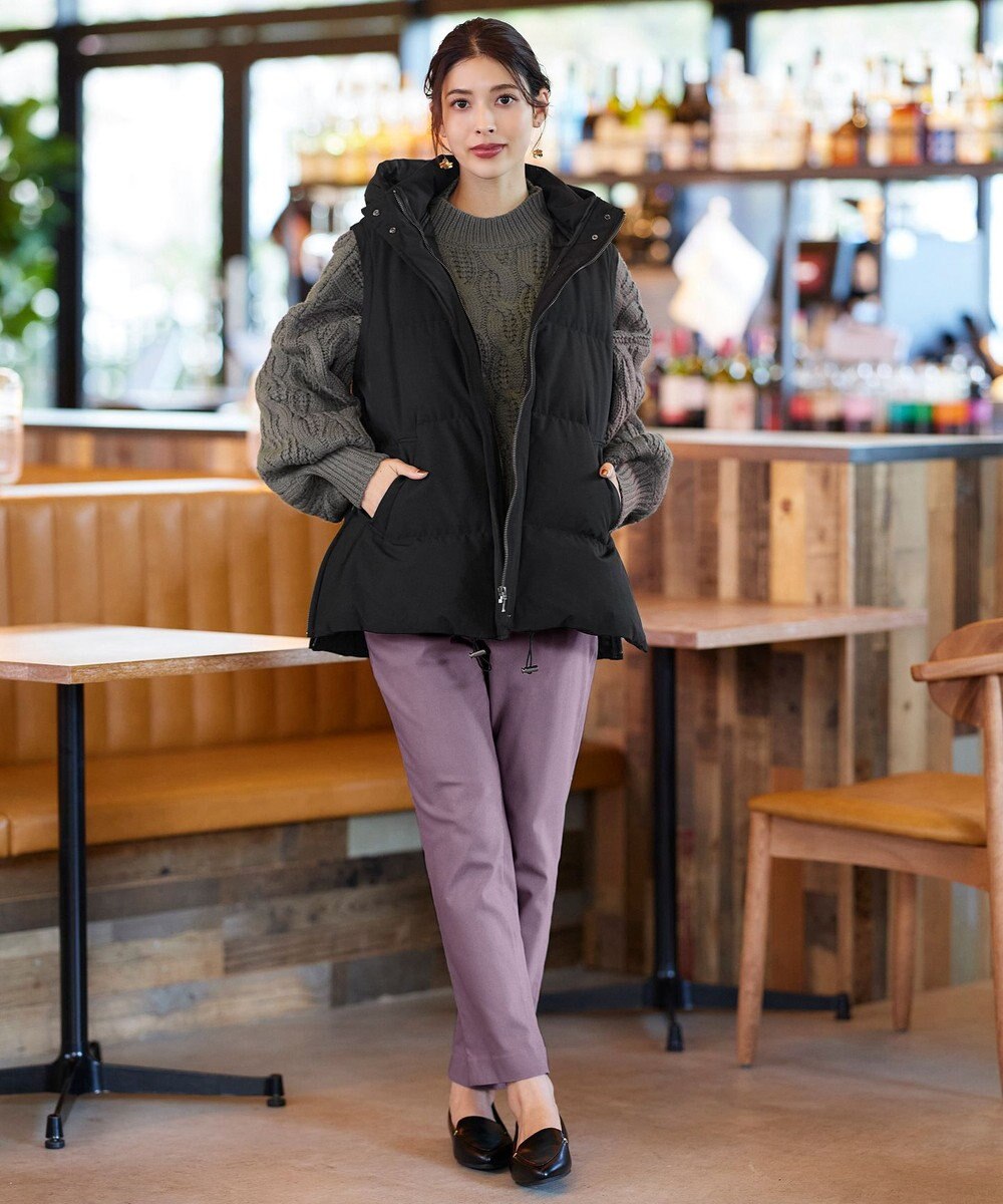 Tiaclasse 【洗える】裏起毛ストレッチテーパードパンツ 