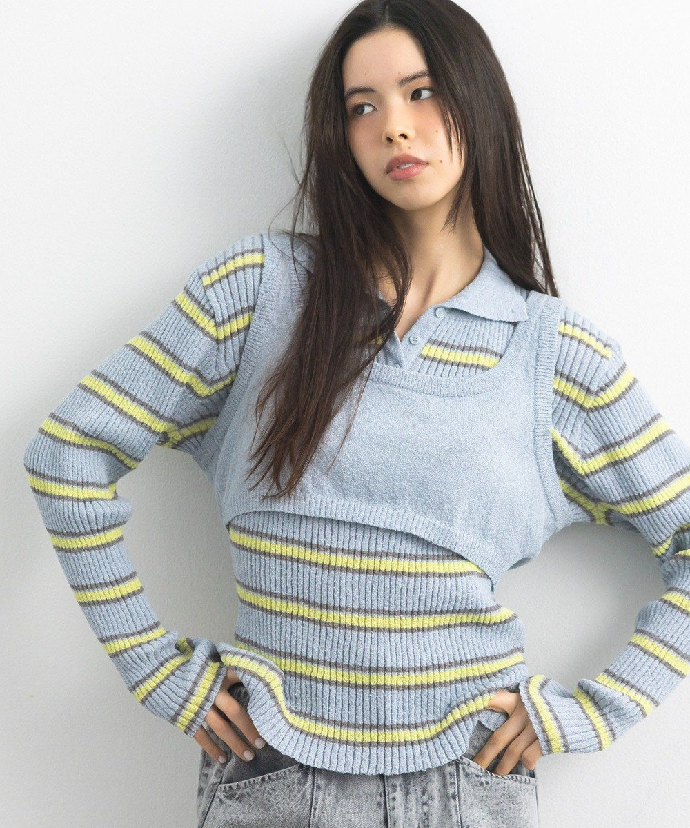 CRAFT STANDARD BOUTIQUE 2点セット/ベスト＋ハーフボタンリブニットトップ 