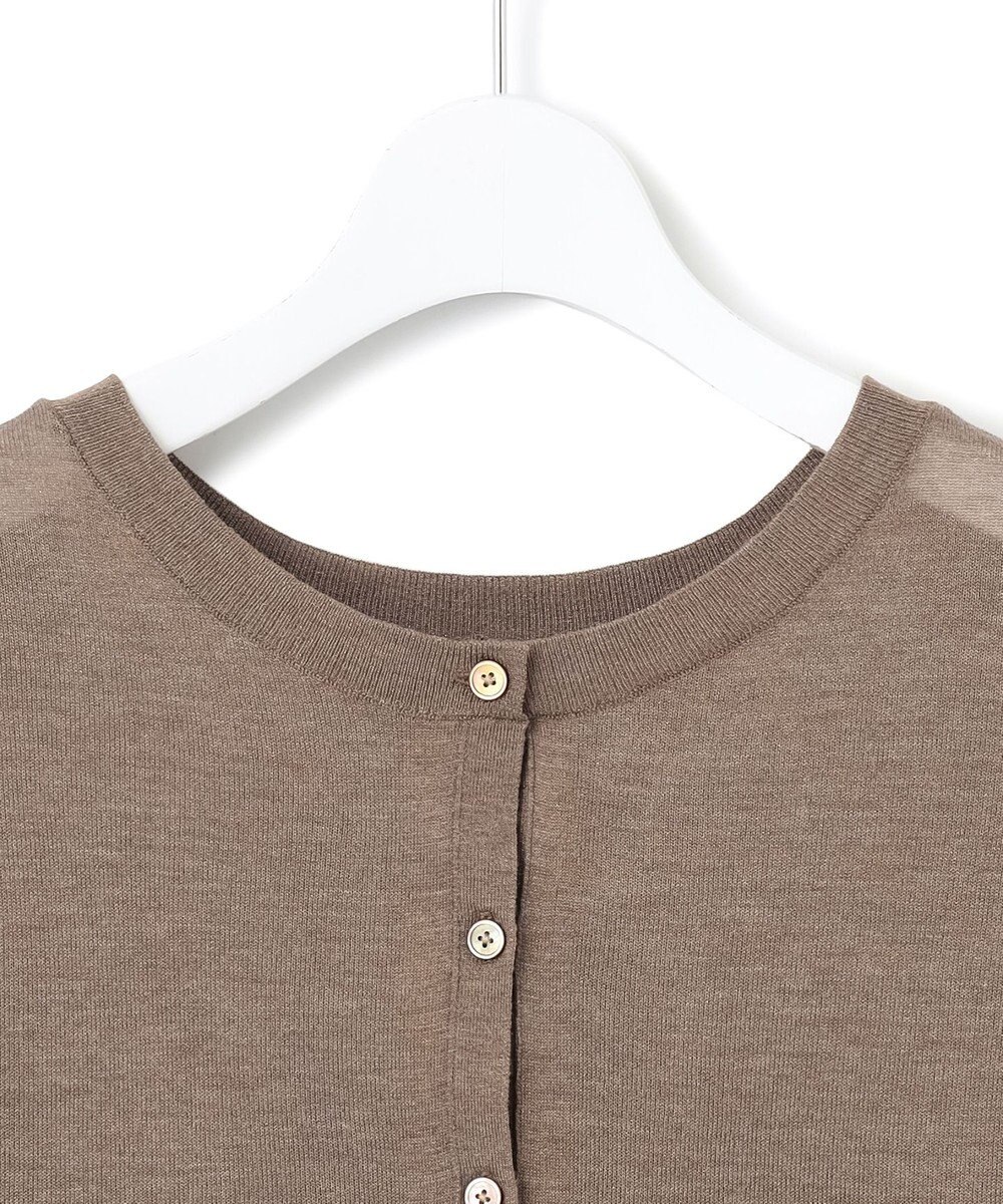 23区 【前後着用可能/洗える】シャイニーシアー 5分袖 カーディガン 