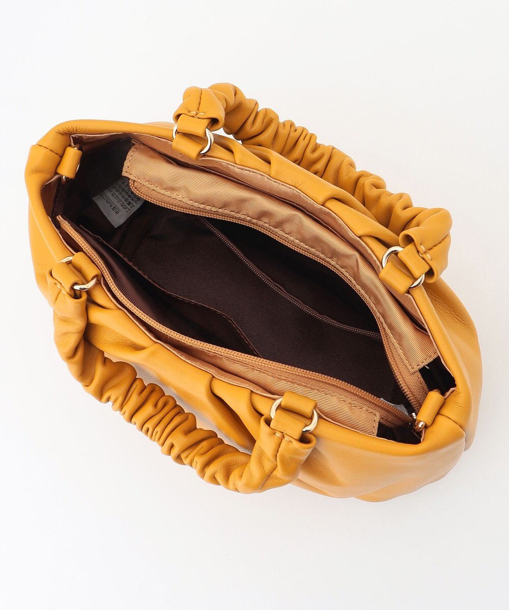 LA BAGAGERIE シープレザー ギャザーハンドル2wayラウンドトートバッグ 