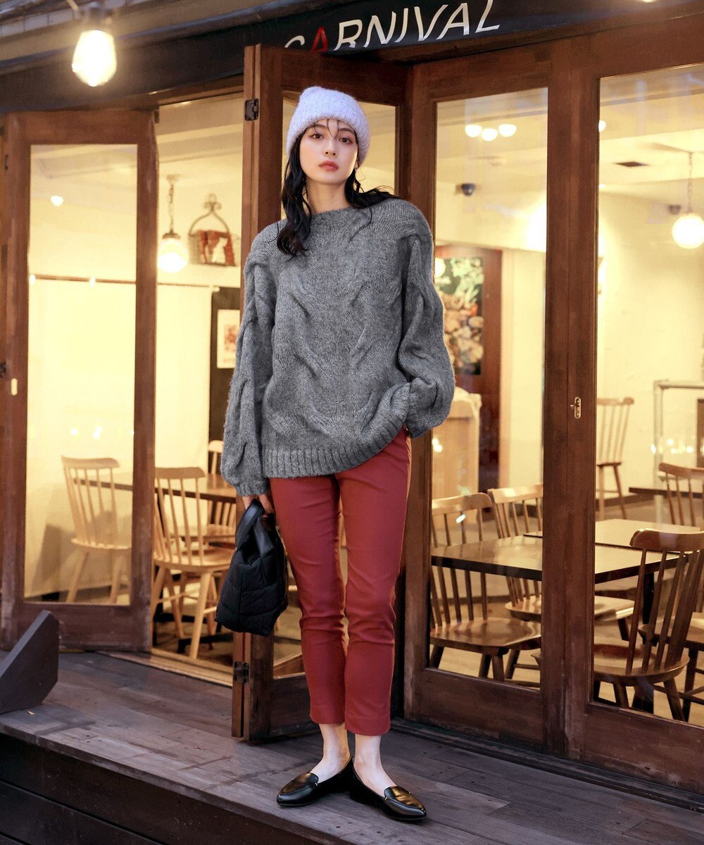 Tiaclasse 【洗える】裏起毛ストレッチテーパードパンツ 