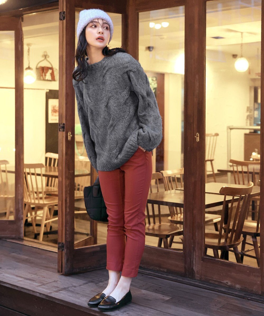 Tiaclasse 【洗える】裏起毛ストレッチテーパードパンツ 