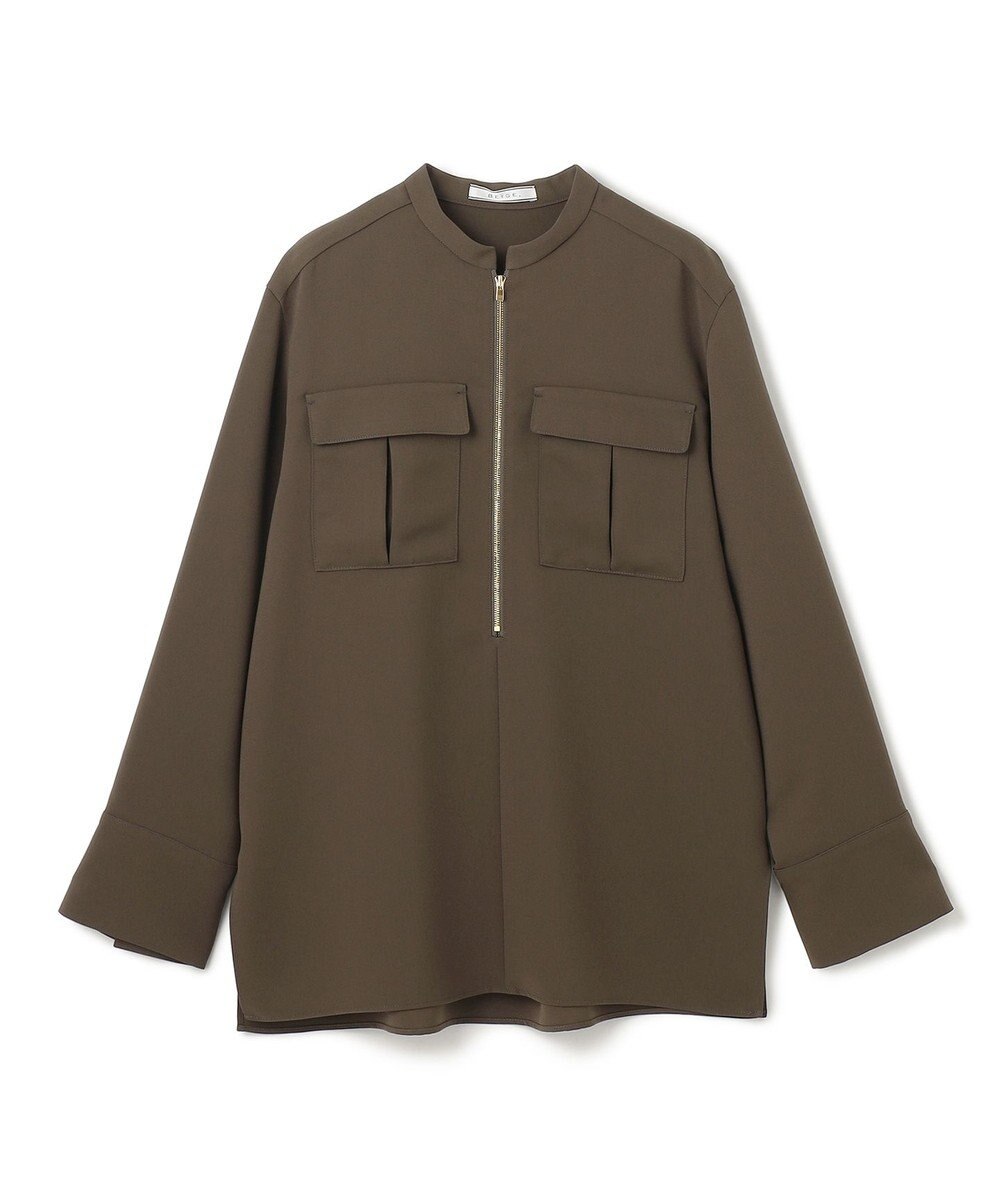 BEIGE， 【洗える】JASMINE / スタンドカラージップブラウス 