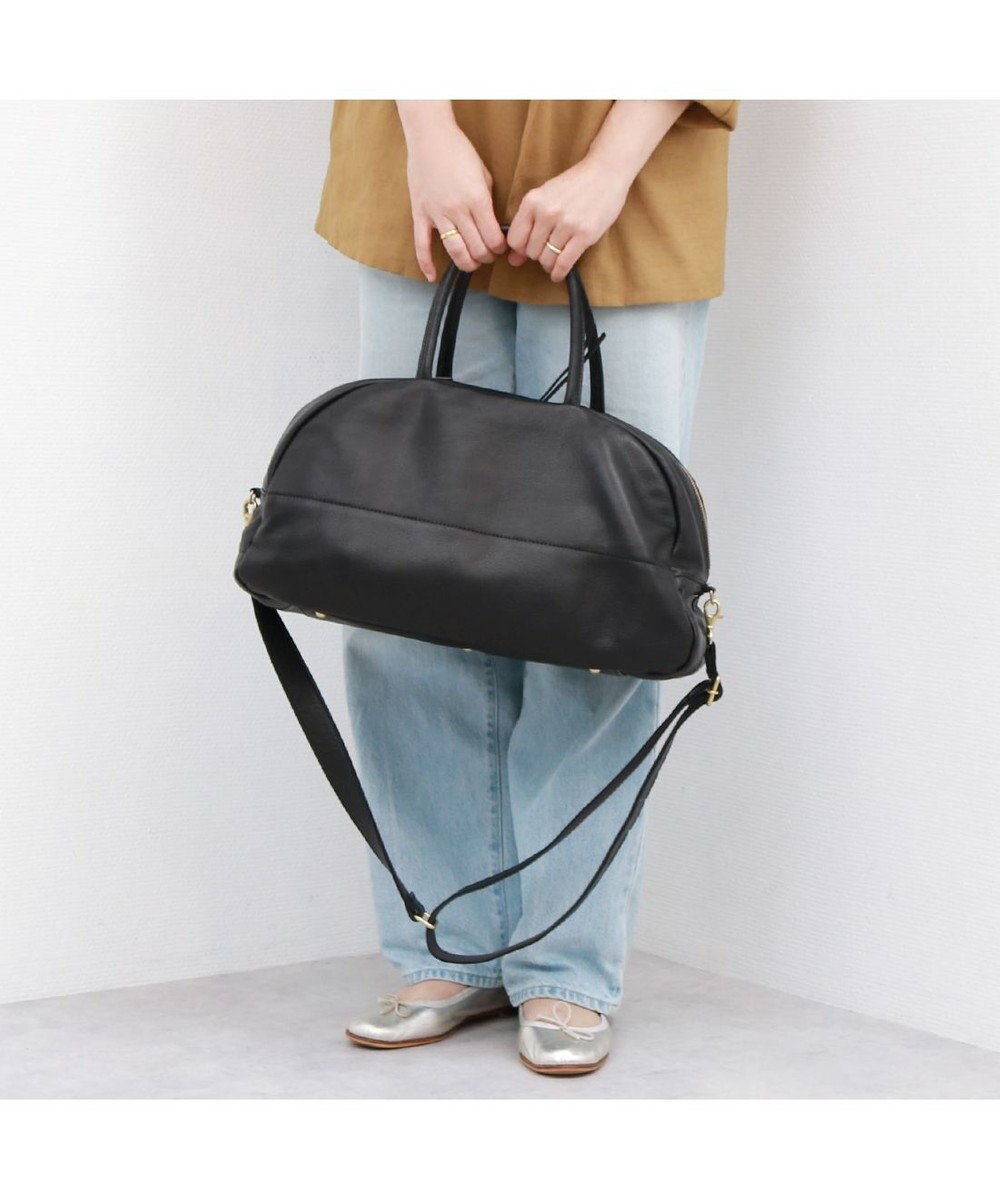 UNBILLION ペルケ perche / ガーメントレザー・サスティナブル2wayハーフムーンボストン 