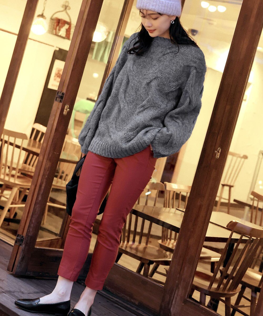 Tiaclasse 【洗える】裏起毛ストレッチテーパードパンツ 