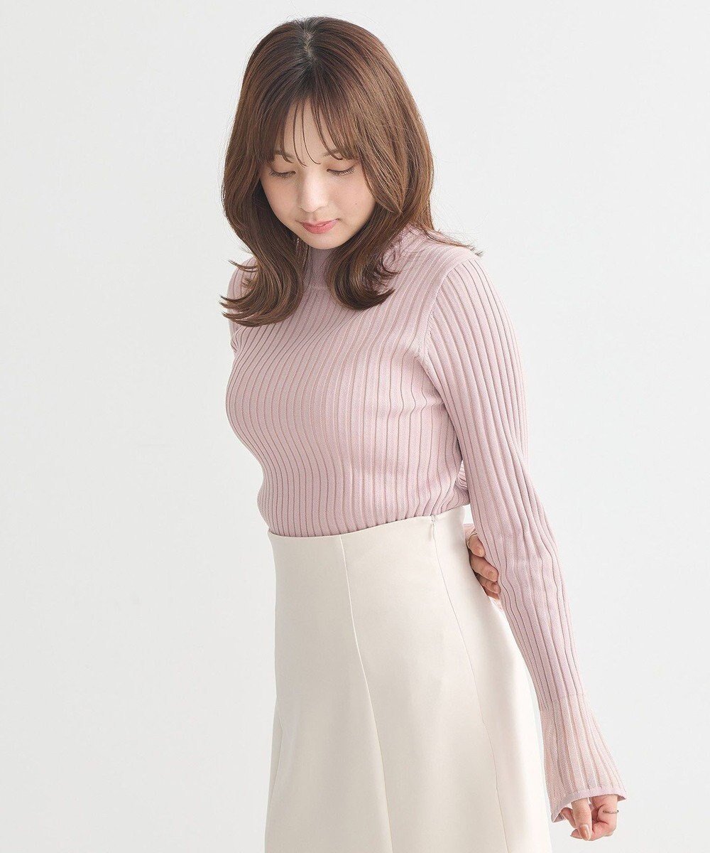 earth music&ecology シアースリーブリブハイネックプルオーバー 