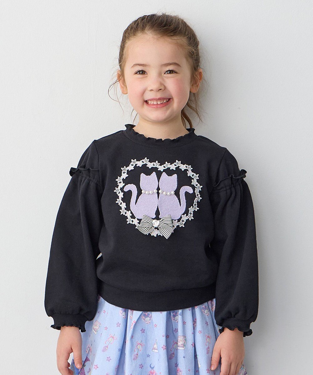 ANY KIDS ネコシルエット裏毛トレーナー 